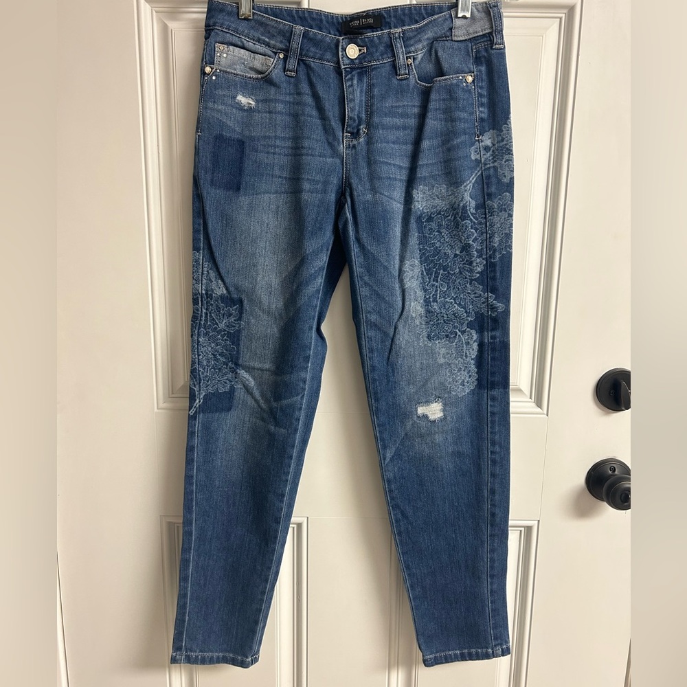 Whbm Patchwork Distressed Girlfriend Ankle Jean 2 - image 1